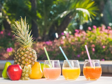 colorful fruit juices on a table