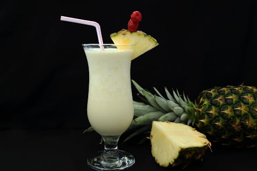 refreshing afternoon smoothie with pineapple and coconut