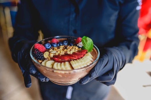 healthy smoothie bowl with fruit toppings