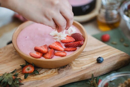 colorful smoothie bowl with fruits