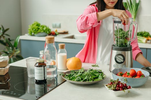 vibrant green smoothie with fruits