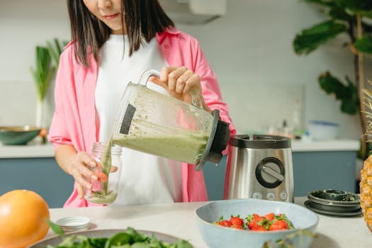 homemade smoothie preparation