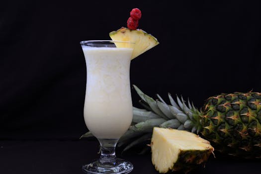 tropical smoothie with pineapple and coconut