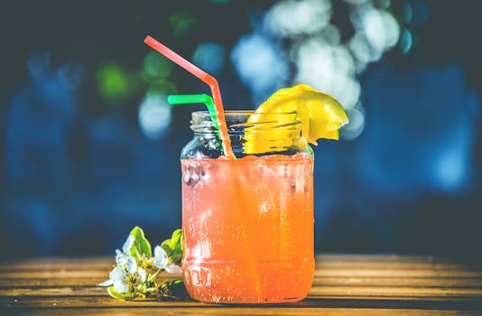 colorful juice in mason jars