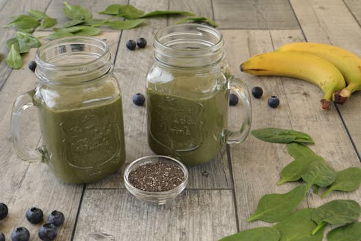 healthy green smoothie in a jar