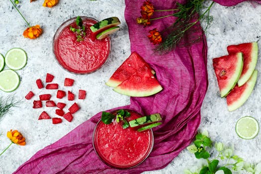 colorful smoothie ingredients spread