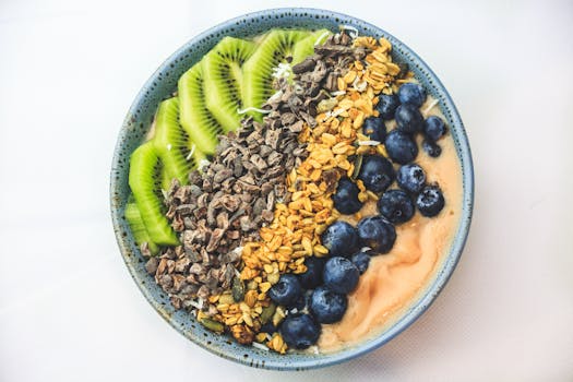 colorful smoothie with fruits and seeds