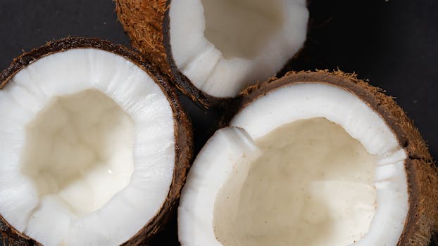 tropical coconut water with fruits