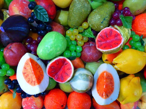 vibrant display of tropical fruits